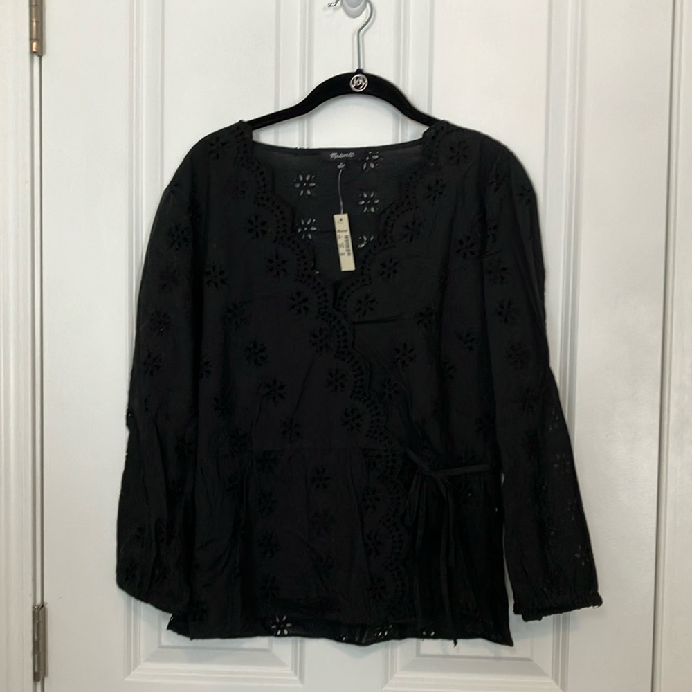 Madewell Scalloped Eyelet Wrap Top